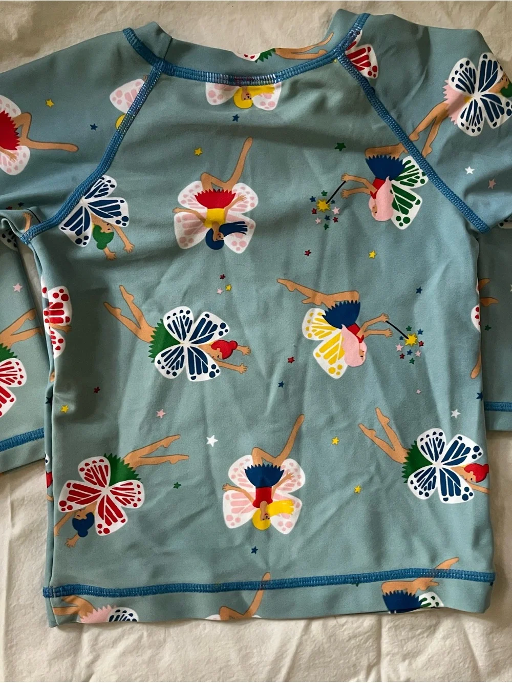 Hanna Andersson Aqua Swim Top with Multicolor Fairy Print